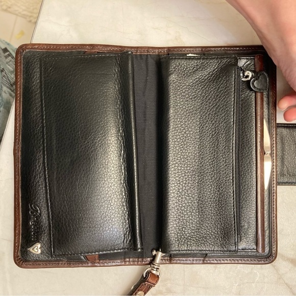 Brighton brown woven leather clutch bag wristlet